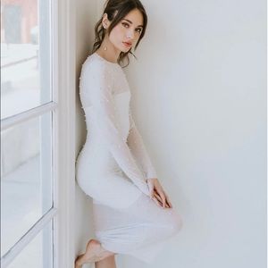 Untamed Petals Pampas Sheer Pearl Bodycon Dress